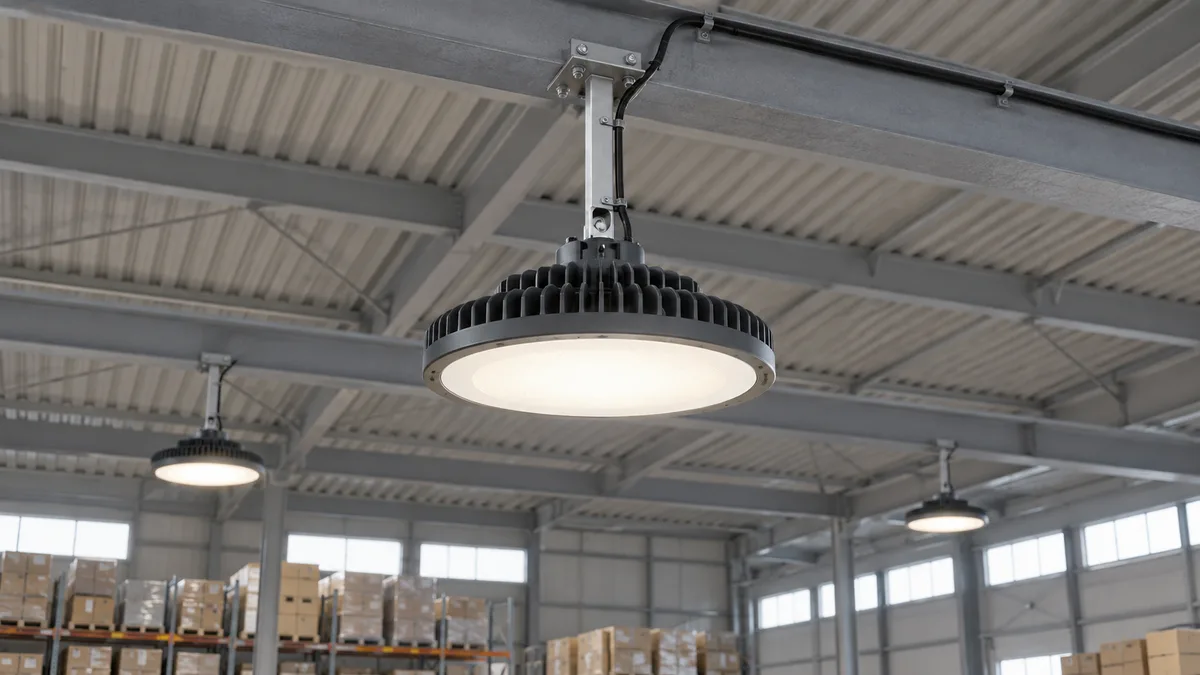 梁に固定したLED照明器具